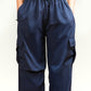 VIRAL Navy Blue Parachute Pants Loose Fit For Women