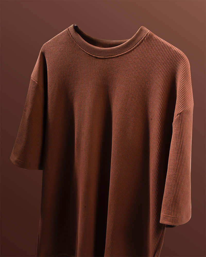 Premium 250 GSM Waffle Knit Oversized T-Shirt (Brown)