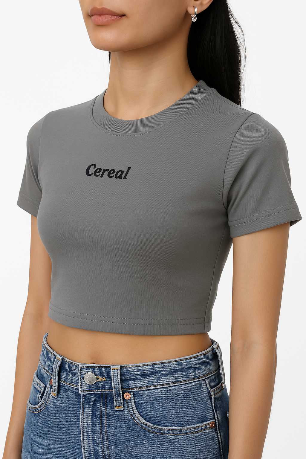 Grey 100% Cotton Crop Top