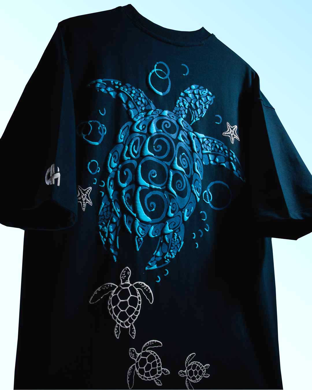 Water Turtle Oversized Heavy French Cotton T-Shirt Flash Sale