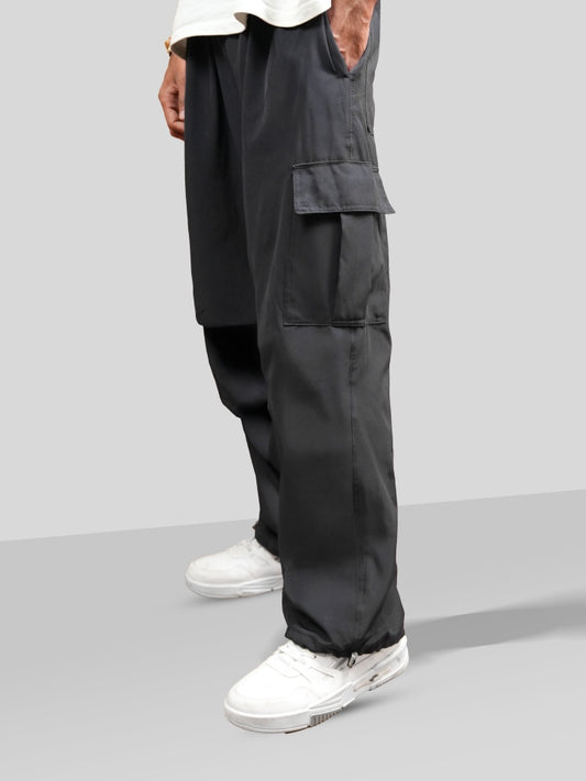 VIRAL Grey Parachute Pants Loose Fit