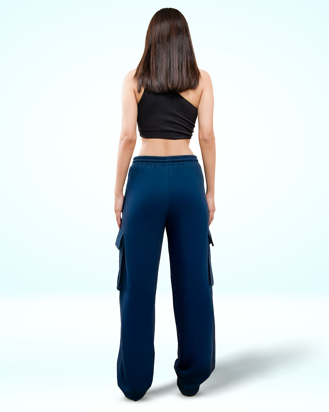 Navy Blue Cargo Track Pants