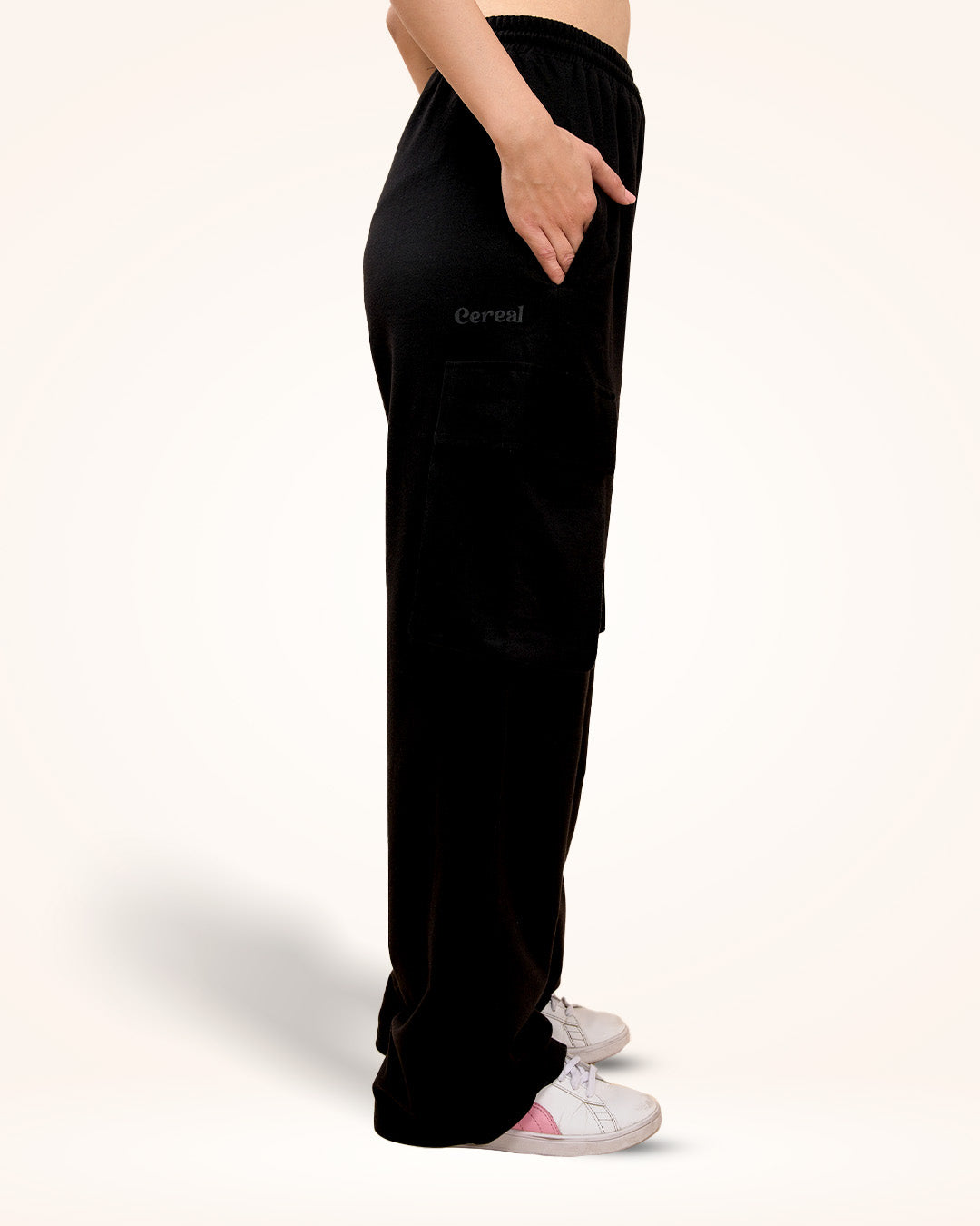 Black Cargo Track Pants