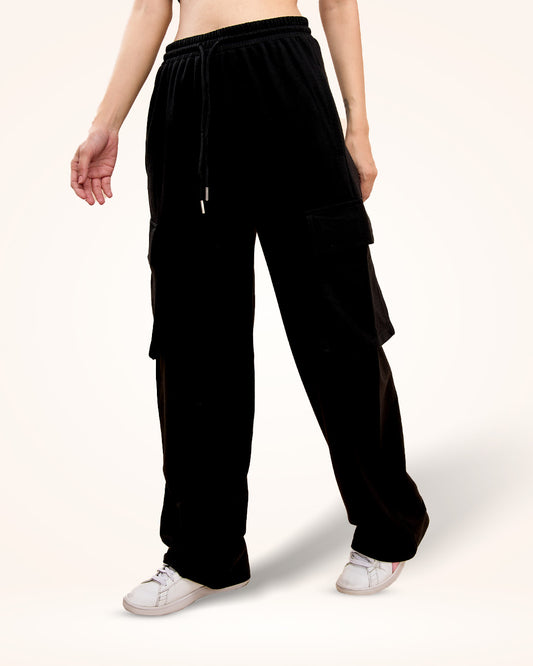 Black Cargo Track Pants