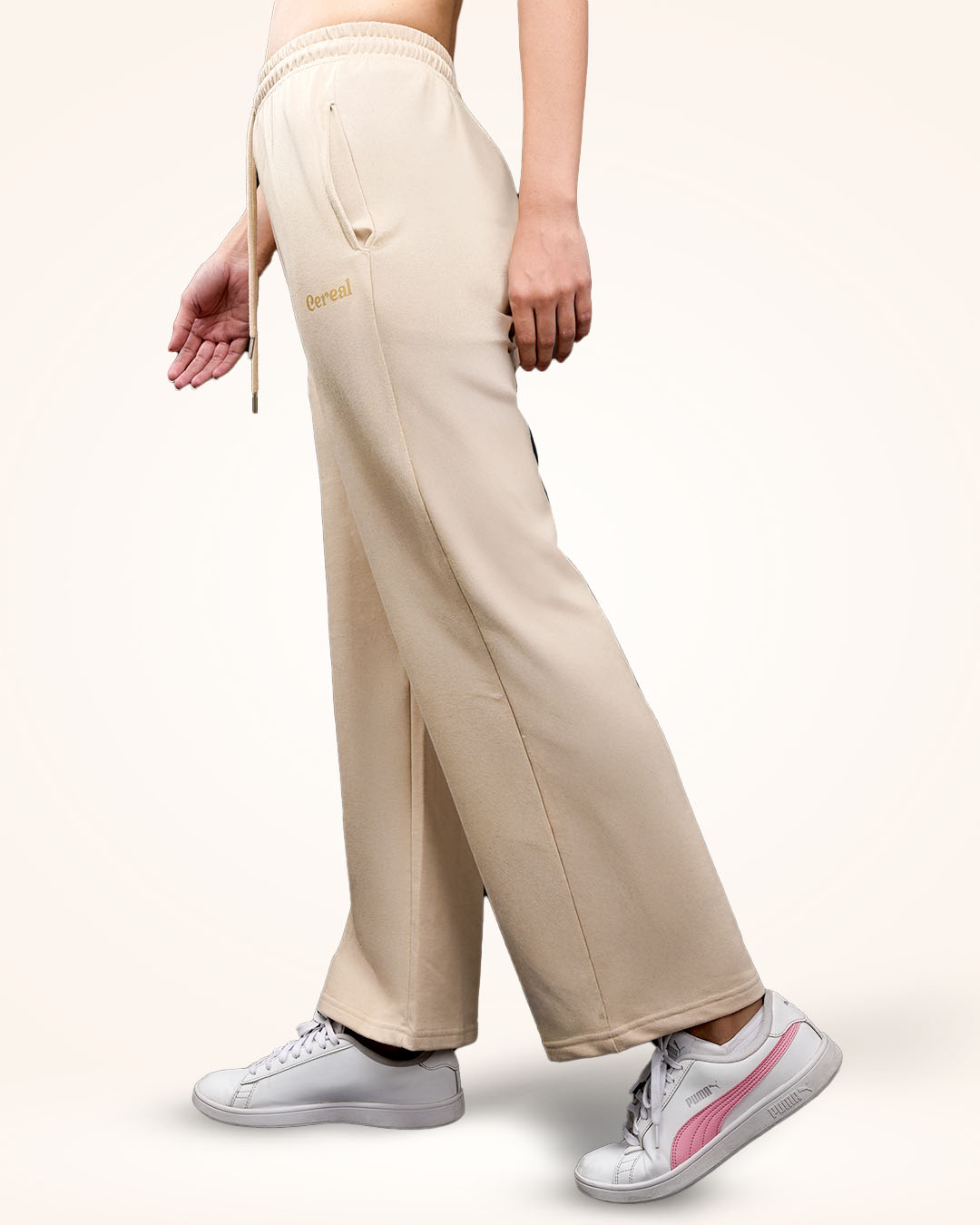 Beige A-Line Bomber Pants
