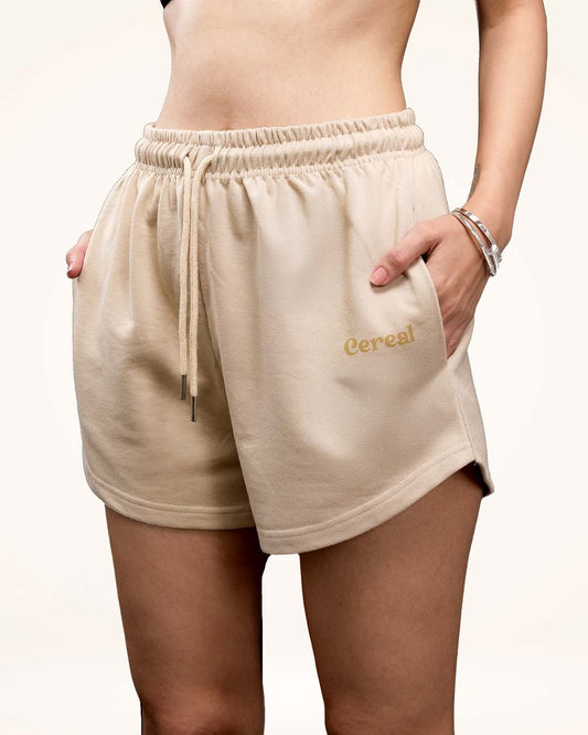 Beige Sweat Shorts For Women