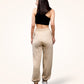 Beige Gathered Joggers