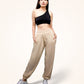 Beige Gathered Joggers