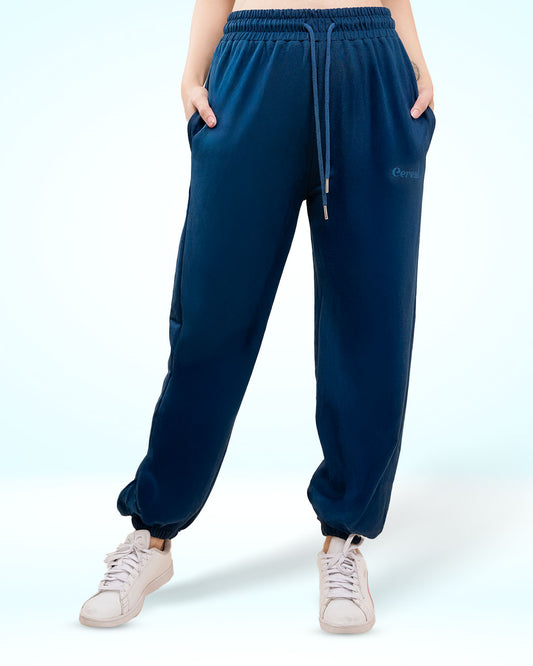 Navy Blue Gathered Joggers