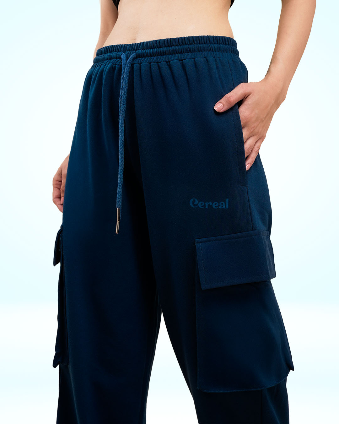 Navy Blue Cargo Track Pants