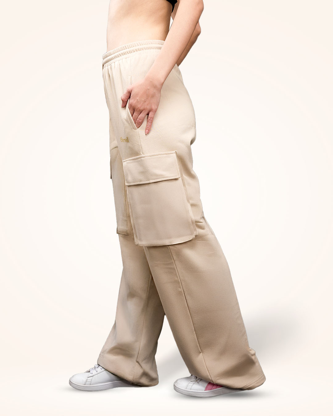 Beige Cargo Track Pants