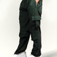 VIRAL Green Parachute Pants Loose Fit For Women