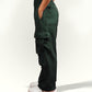 VIRAL Green Parachute Pants Loose Fit For Women