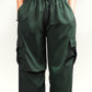 VIRAL Green Parachute Pants Loose Fit For Women