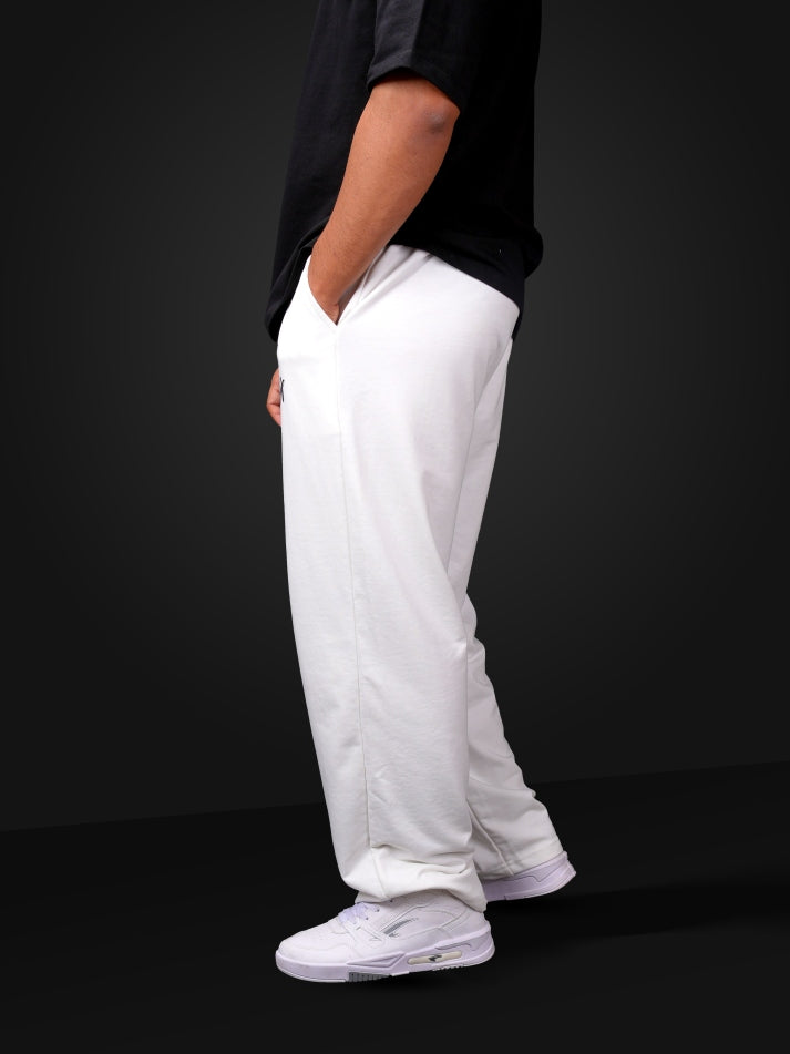Straight White Heavy Weight Joggers