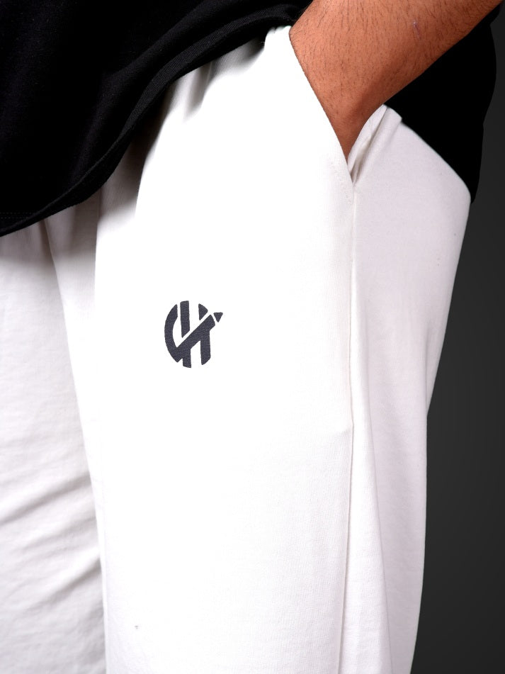 Straight White Heavy Weight Joggers