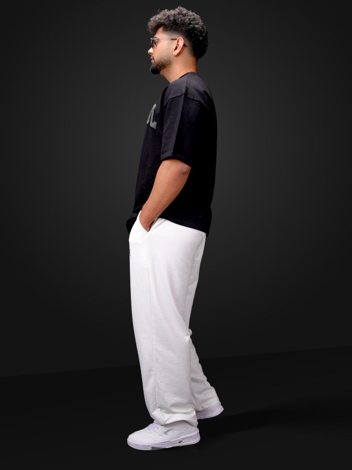 Straight White Heavy Weight Joggers