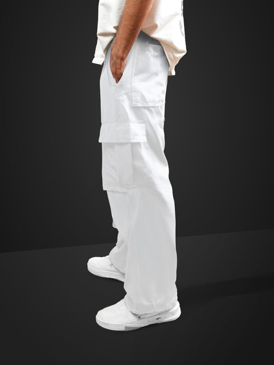 VIRAL White Parachute Pants Loose Fit