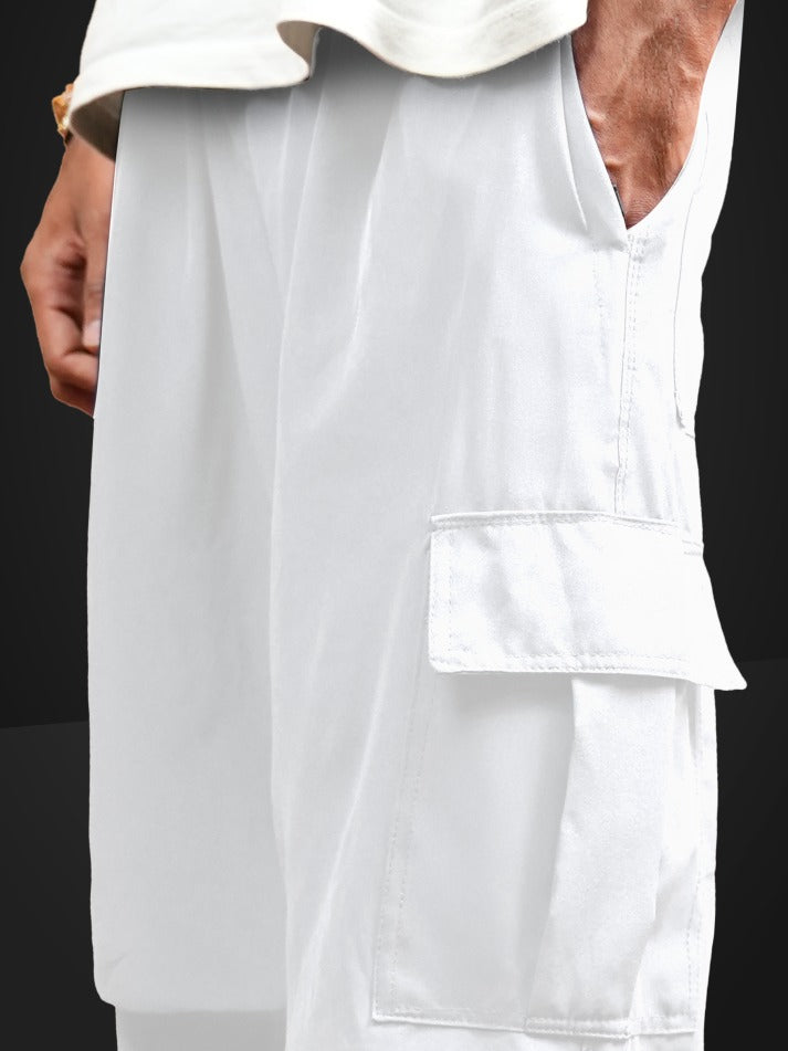 VIRAL White Parachute Pants Loose Fit