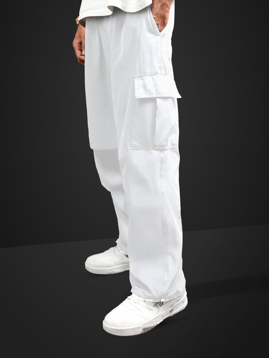 VIRAL White Parachute Pants Loose Fit